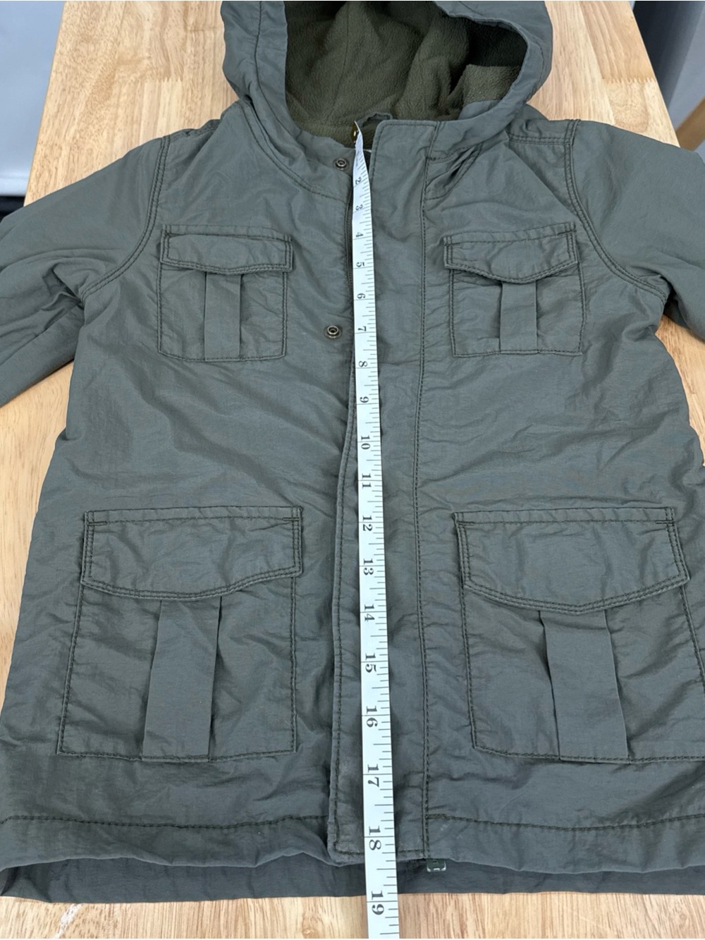 Old Navy Kids Green Fleece Lined Coat Needs Zipper Still Buttons Size 5T - Picture 4 of 8